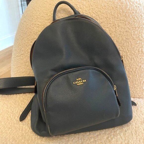 Coach Backpack-Blue Pebble Texture Leather - Picture 1 of 3